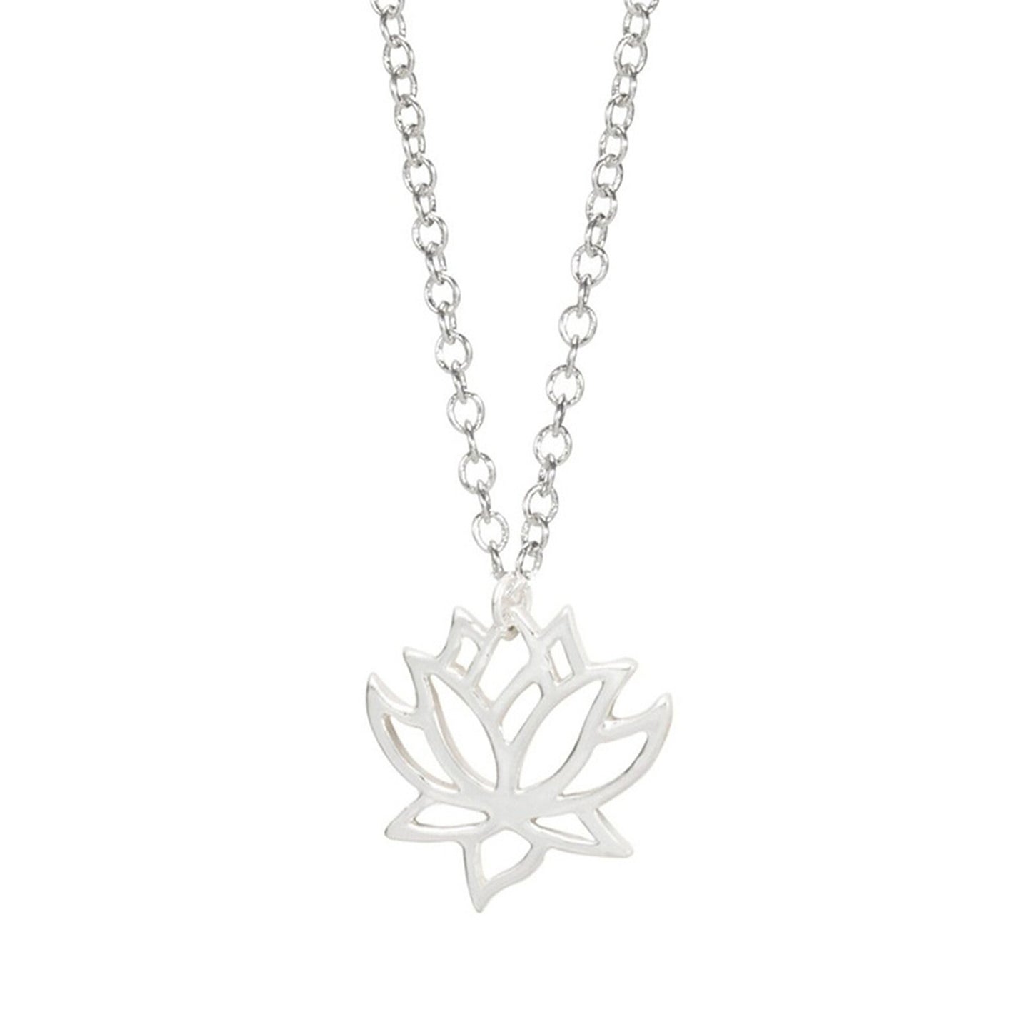 Gold or Silver Plated Cut-Out Lotus Flower Necklace Yoga Meditation Jewellery