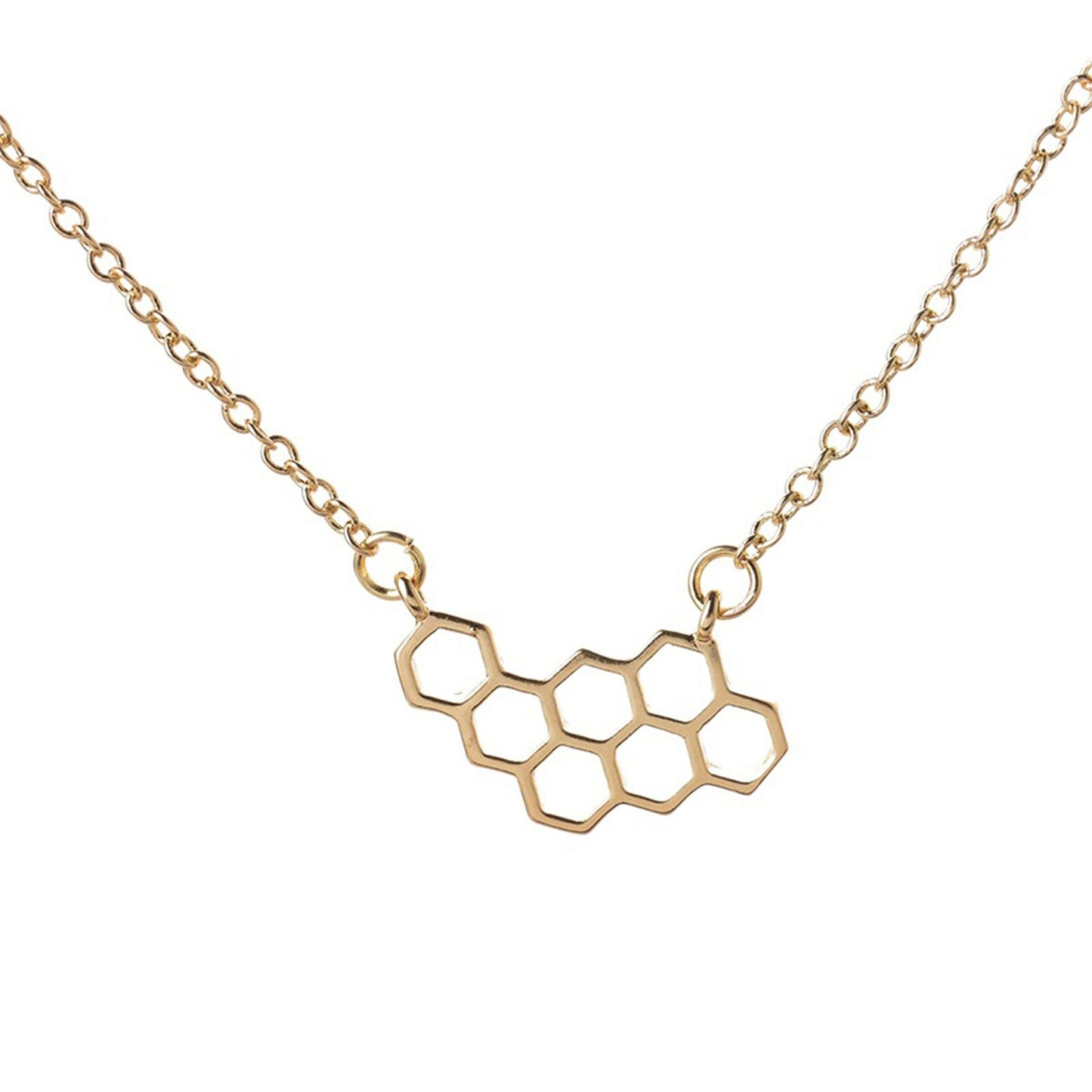 Silver or Gold Plated Geometric Honeycomb Necklace