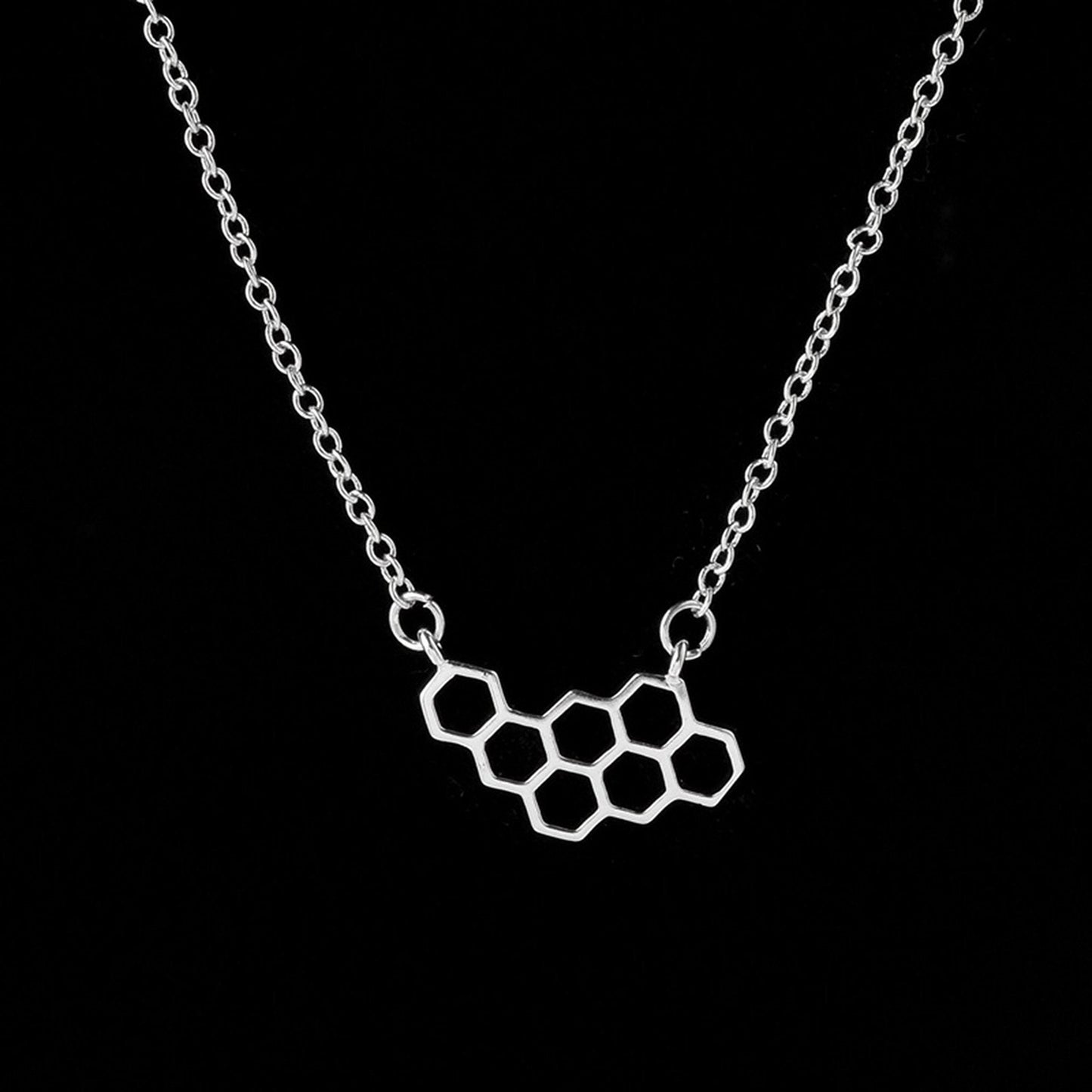 Silver or Gold Plated Geometric Honeycomb Necklace