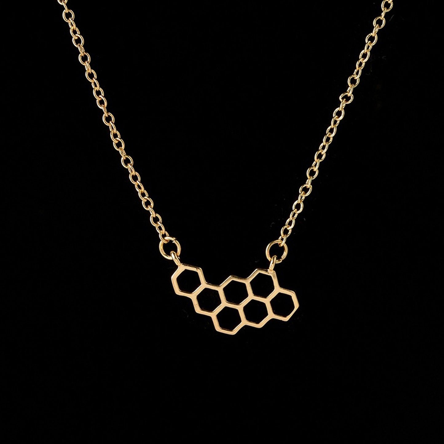 Silver or Gold Plated Geometric Honeycomb Necklace