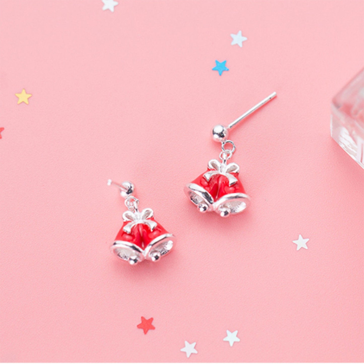 Sterling Silver and Enamel Paint Christmas Themed Stud Earrings Snowy Christmas Tree Silver Studs Snowflake Studs Reindeer