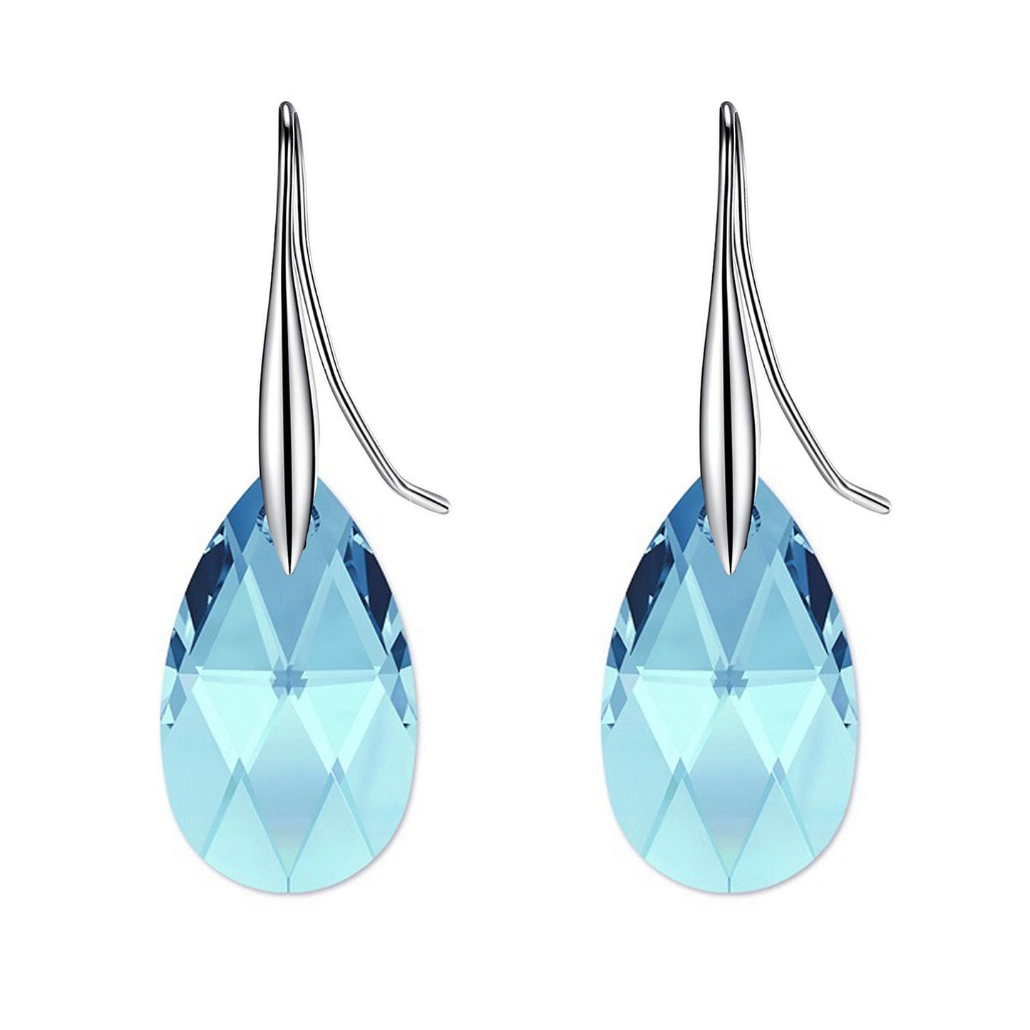 Sterling Silver Geometric Teardrop Earrings Made with Genuine Swarovski Elements