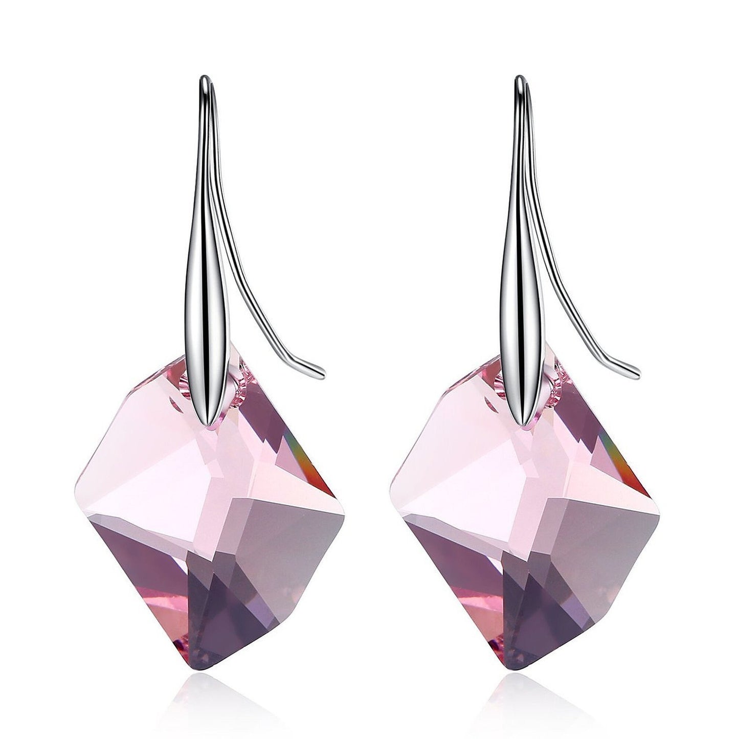 Sterling Silver Geometric Cosmic Earrings Made with Genuine Swarovski Elements