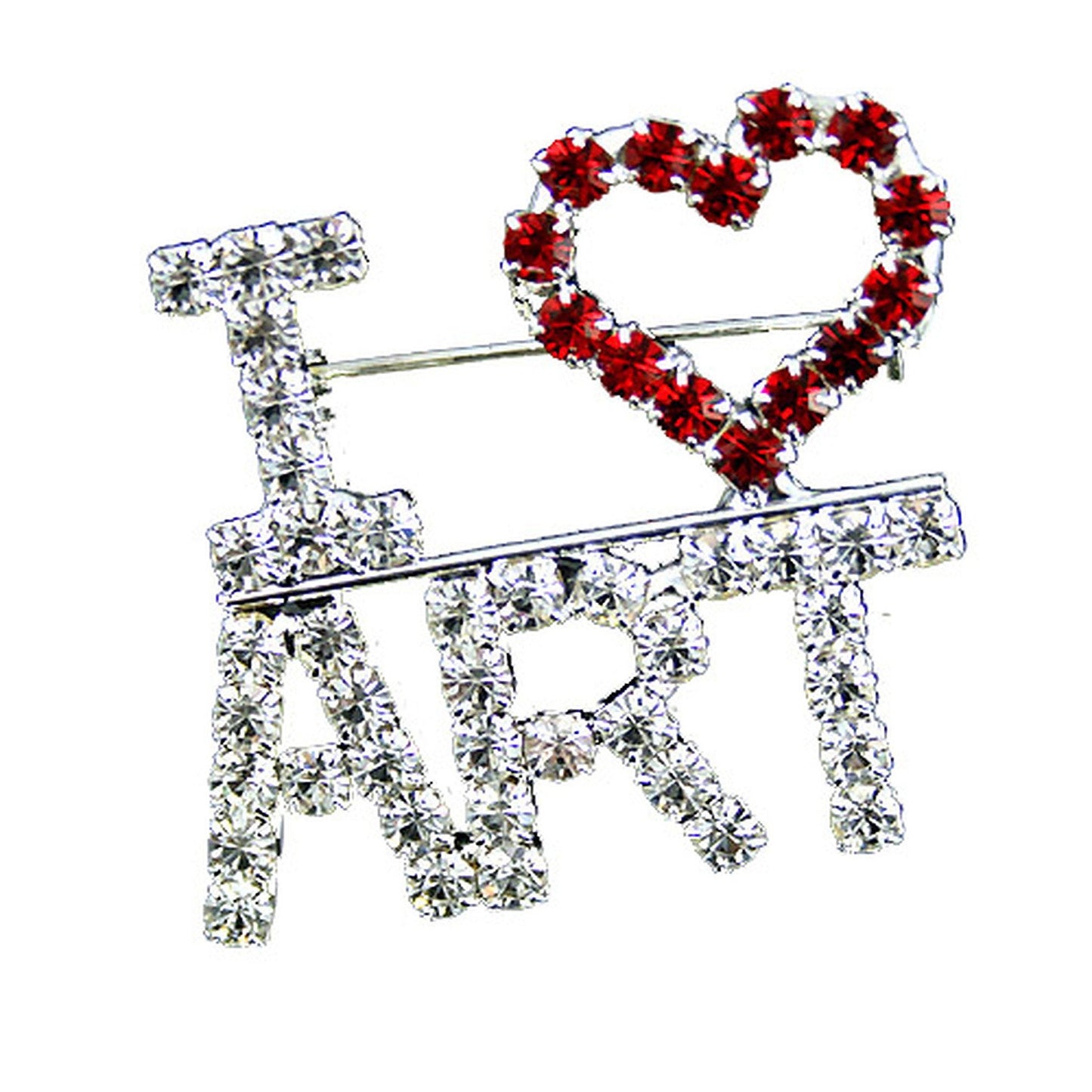 I Love Art Crystal Letter Novelty Artist Painter Brooch Pin