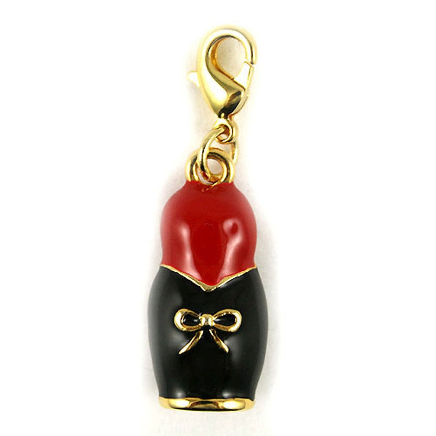 Gold and Black Russian Doll Bracelet Necklace Clip On Charm