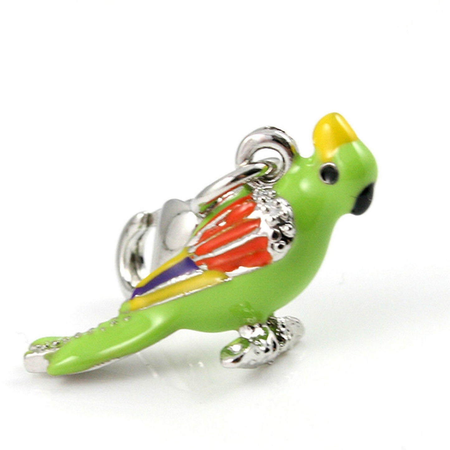 Bright Green Parrot Enemal Charm