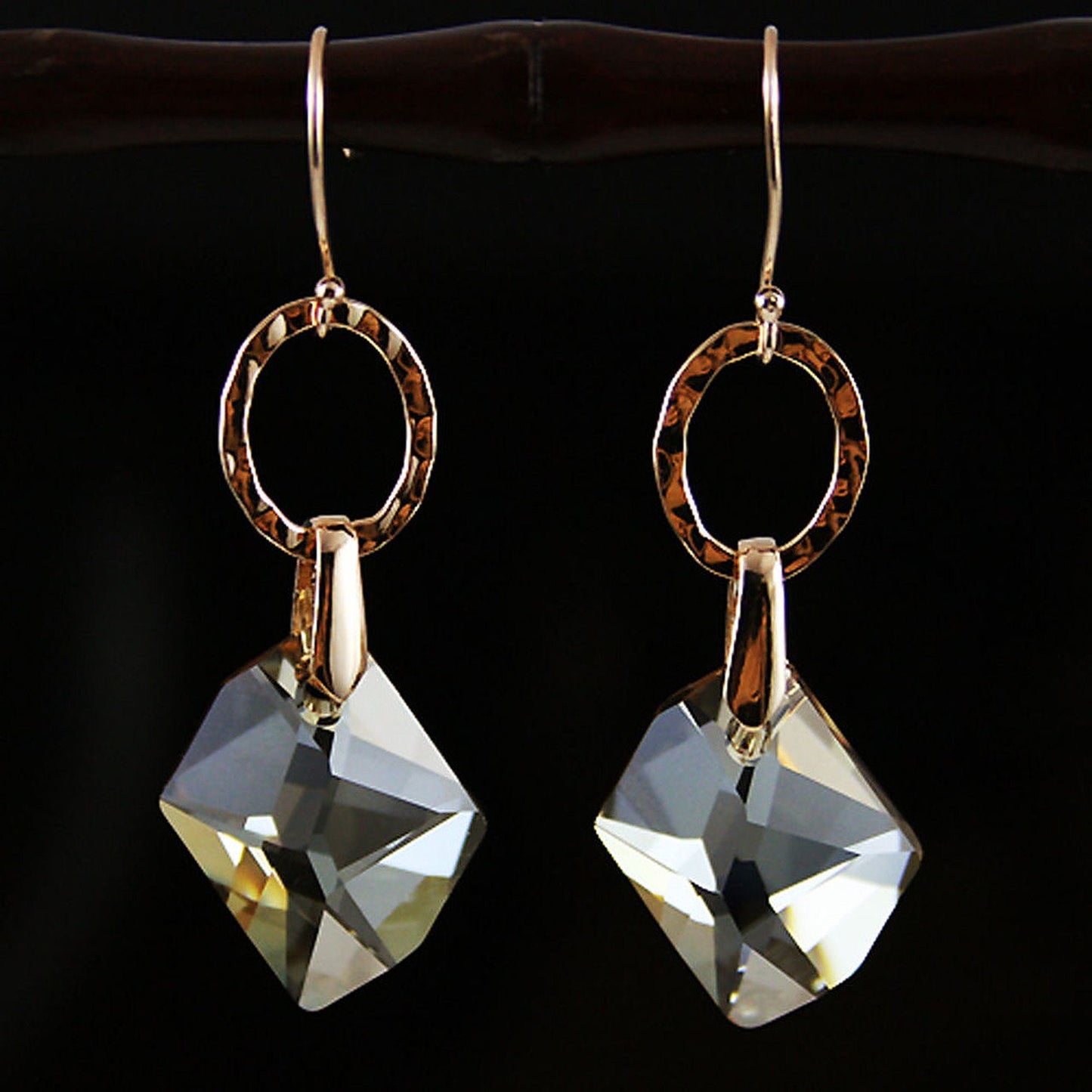 Rose Gold Plated Gold Cosmic Crystal Earrings Made With Genuine Swarovski Elements