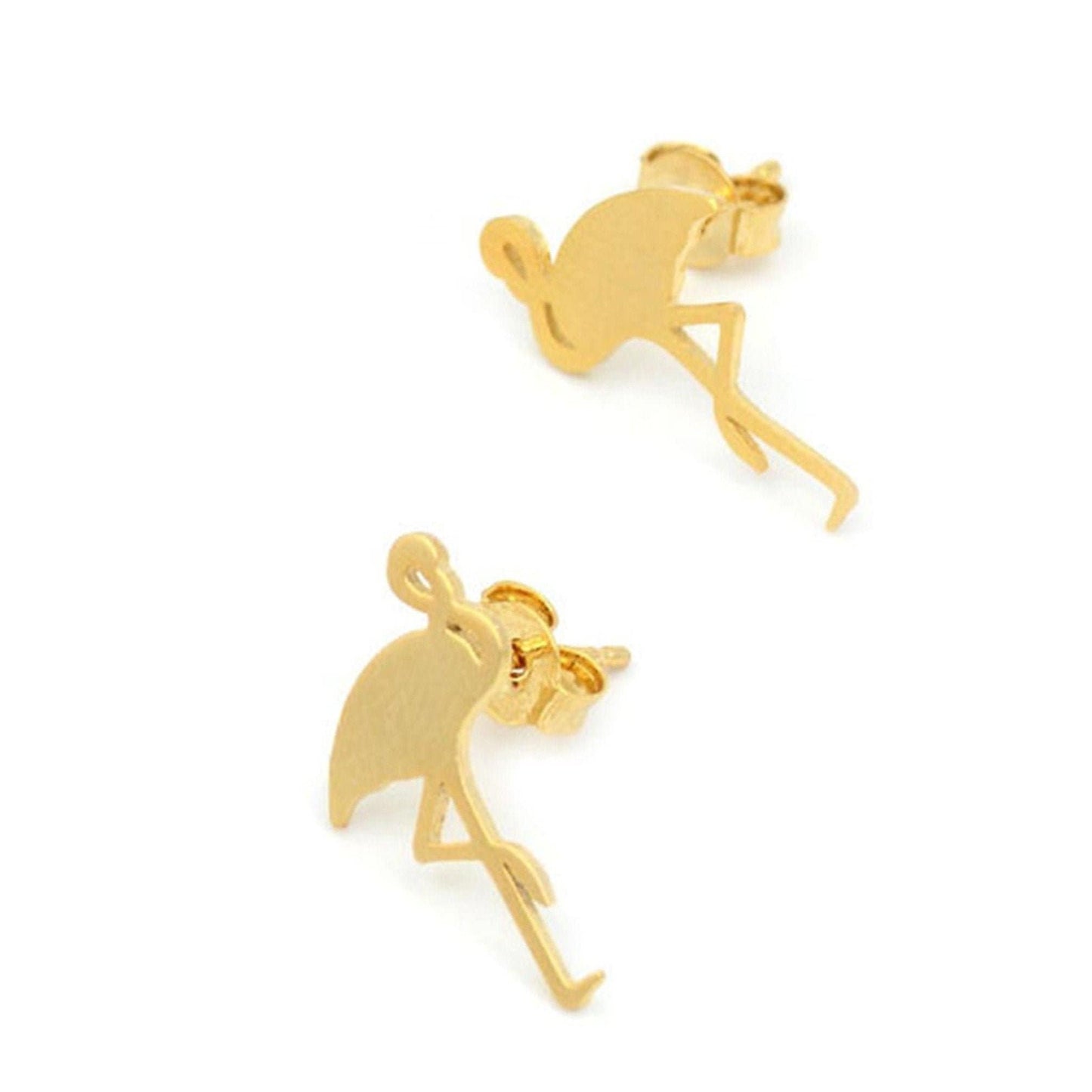 Silver or Gold Plated Flamingo Stud Earrings