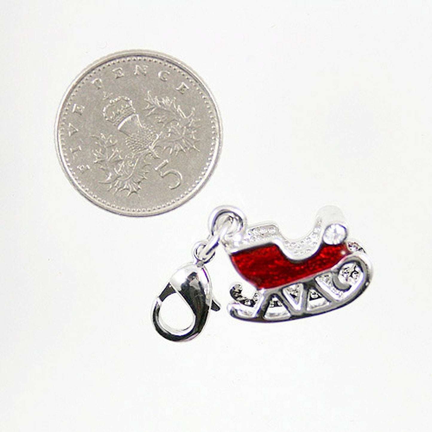 Red and Silver Sleigh Clip-On Charm