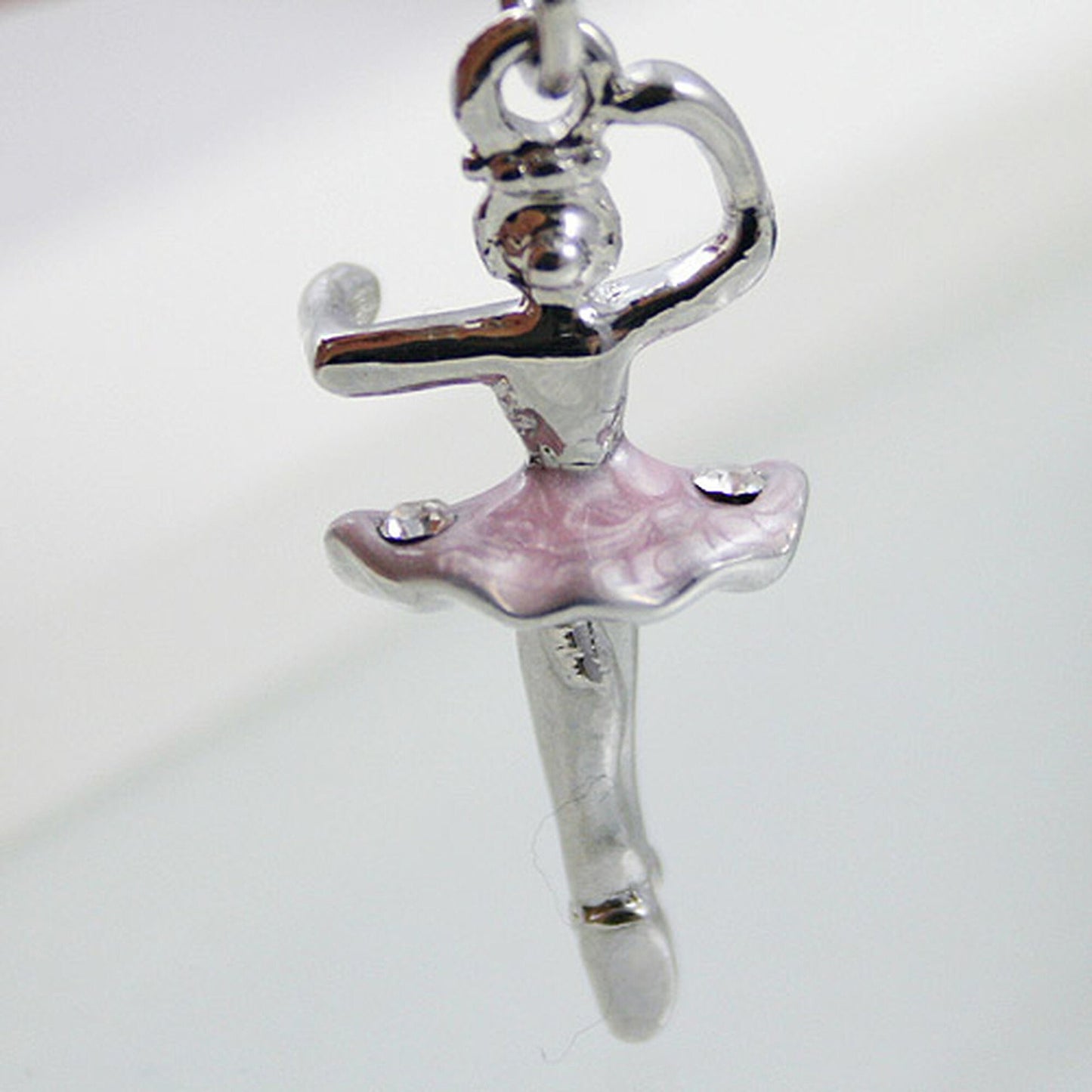 Pink Silver Ballet Dancer Clip-On Charm dancing ballerina