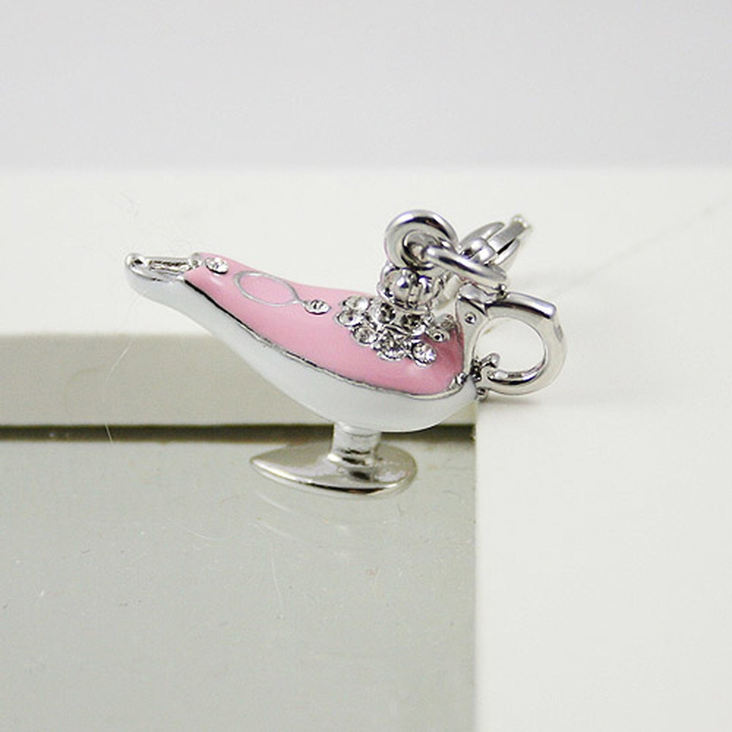 Pink and White Aladdin's Magical Lamp Clip-On Bracelet Charm