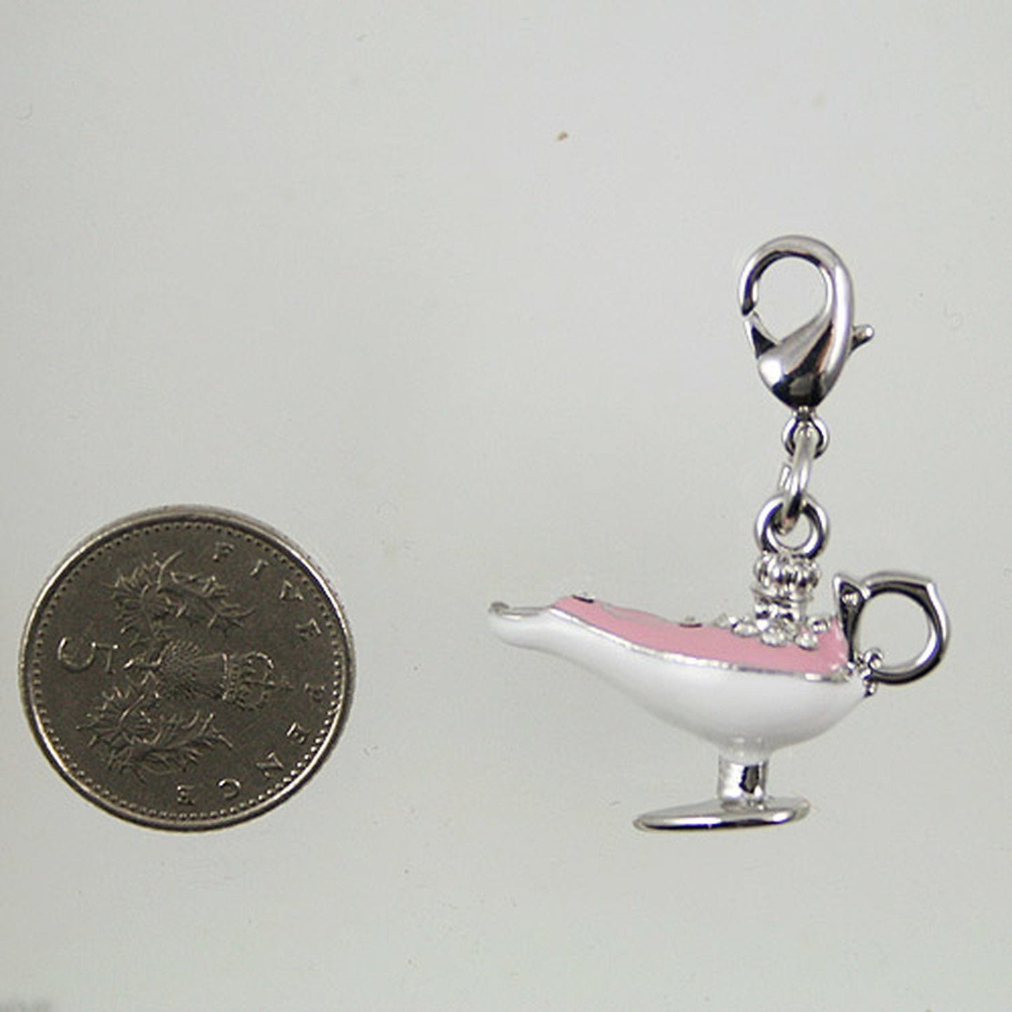 Pink and White Aladdin's Magical Lamp Clip-On Bracelet Charm