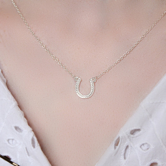 Silver Plated Gold plated Wish Good Luck Horseshoe Necklace Horse Shoe Rose gold plated horseshoe necklace