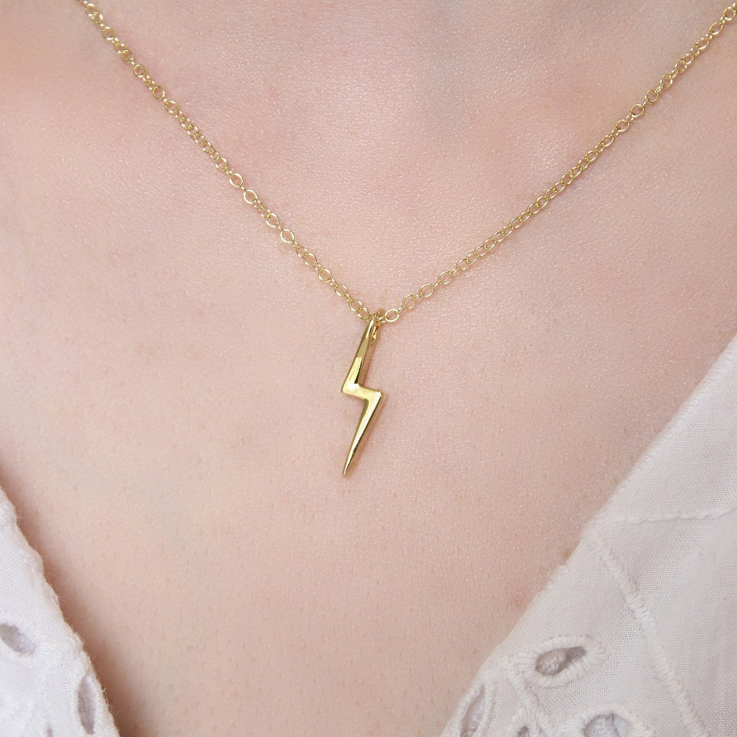 Silver or Gold Plated Lightning Bolt Flashlight Necklace