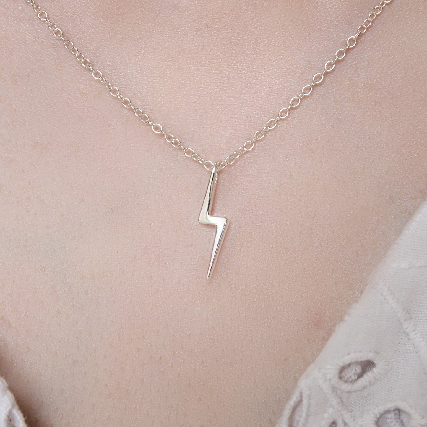 Silver or Gold Plated Lightning Bolt Flashlight Necklace