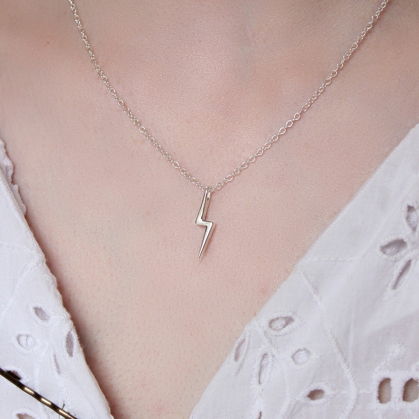 Silver or Gold Plated Lightning Bolt Flashlight Necklace