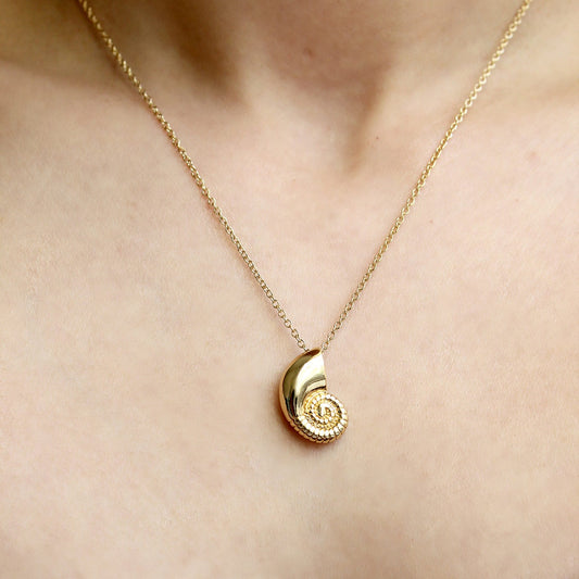 Silver or Gold Plated Fossil Ammonite Shell Necklace
