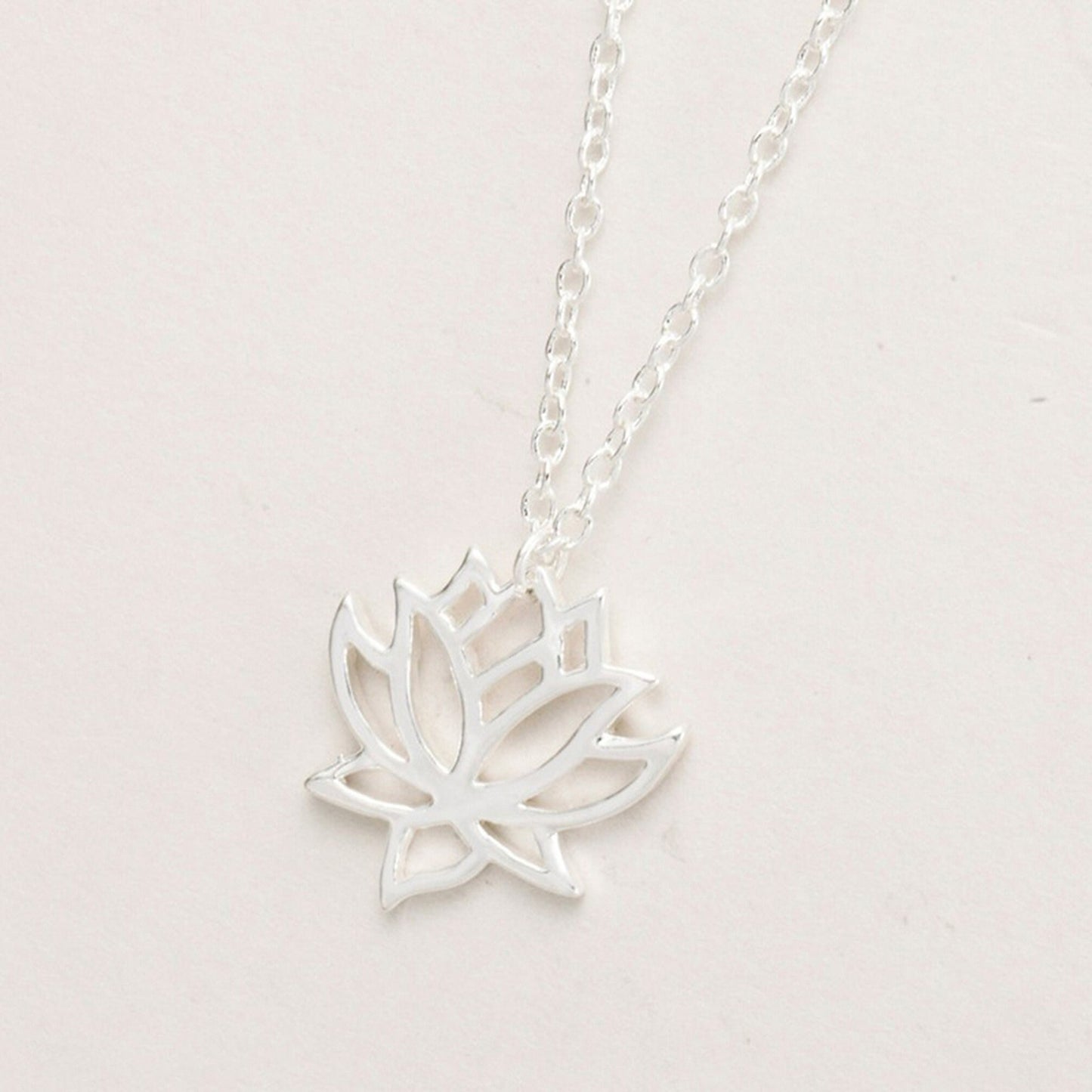 Gold or Silver Plated Cut-Out Lotus Flower Necklace Yoga Meditation Jewellery