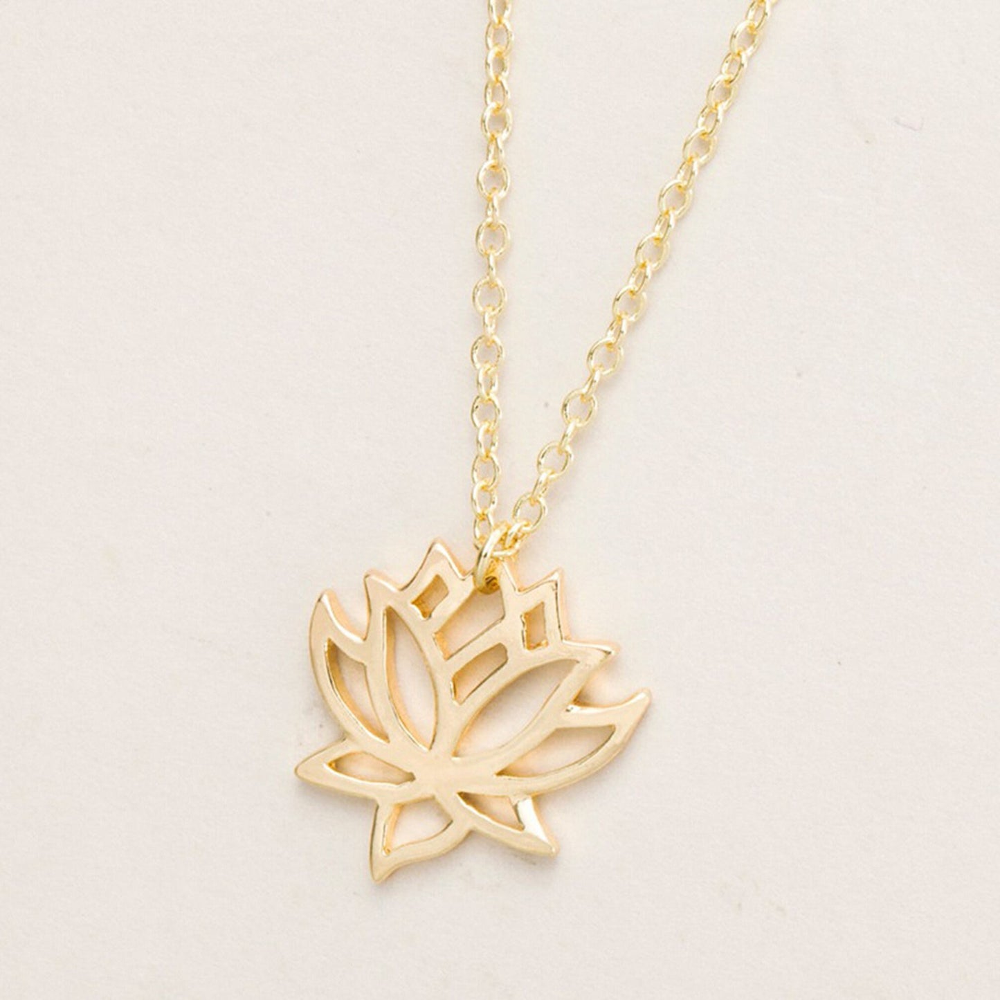 Gold or Silver Plated Cut-Out Lotus Flower Necklace Yoga Meditation Jewellery