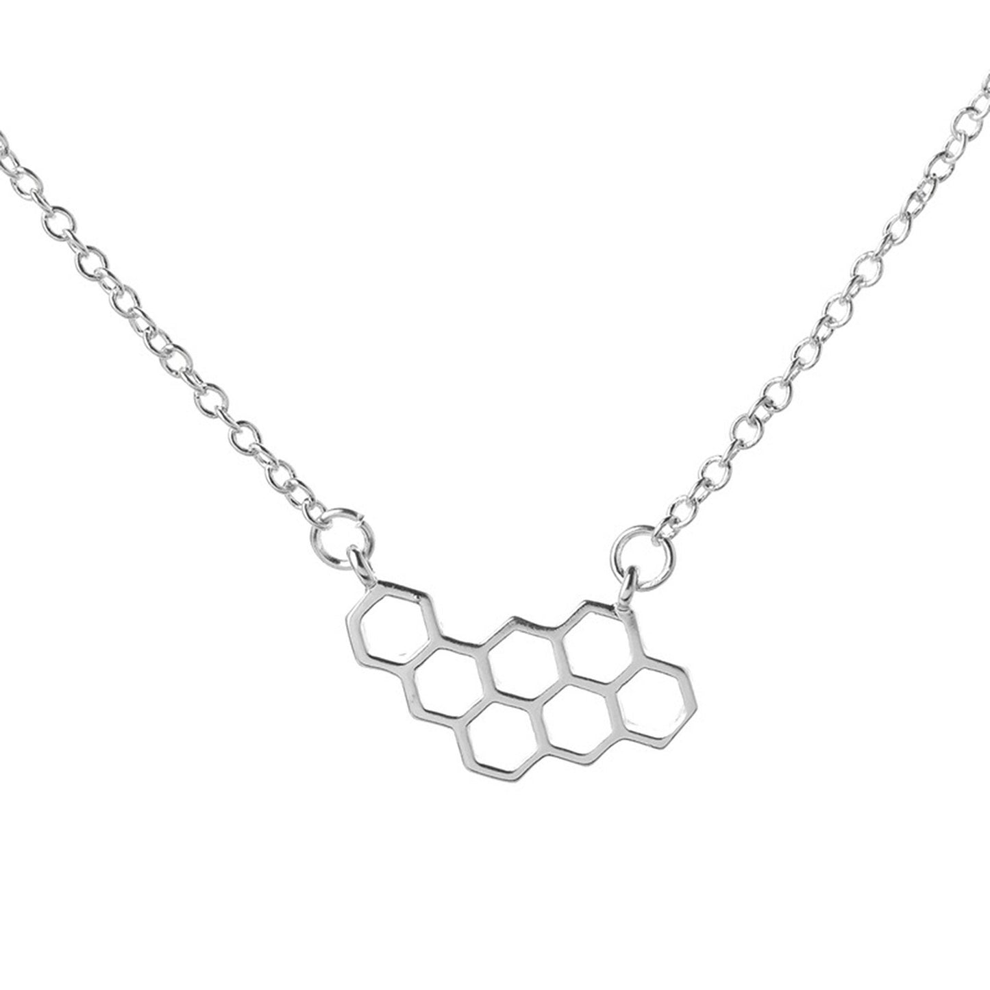 Silver or Gold Plated Geometric Honeycomb Necklace