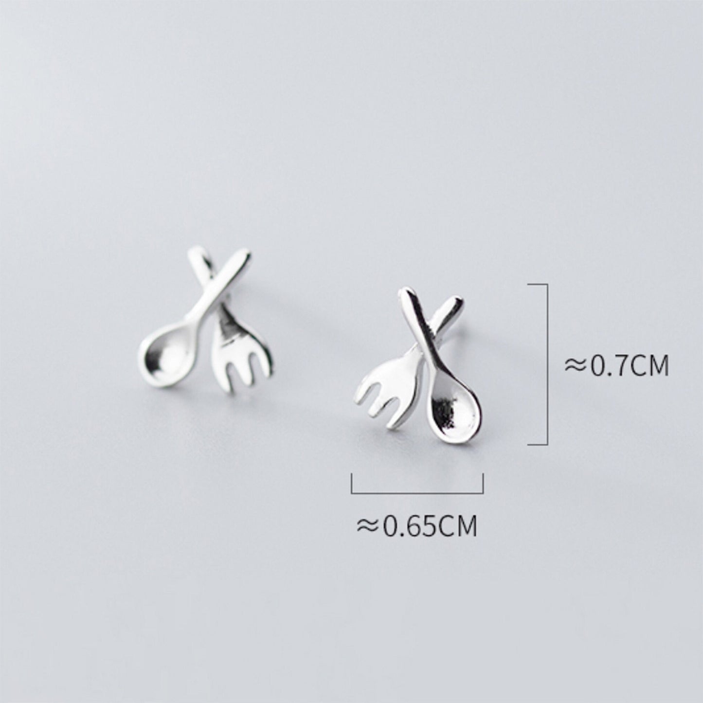 Mini Sterling Silver Fork and Spoon Stud Earrings restaurant chef dine out waiter