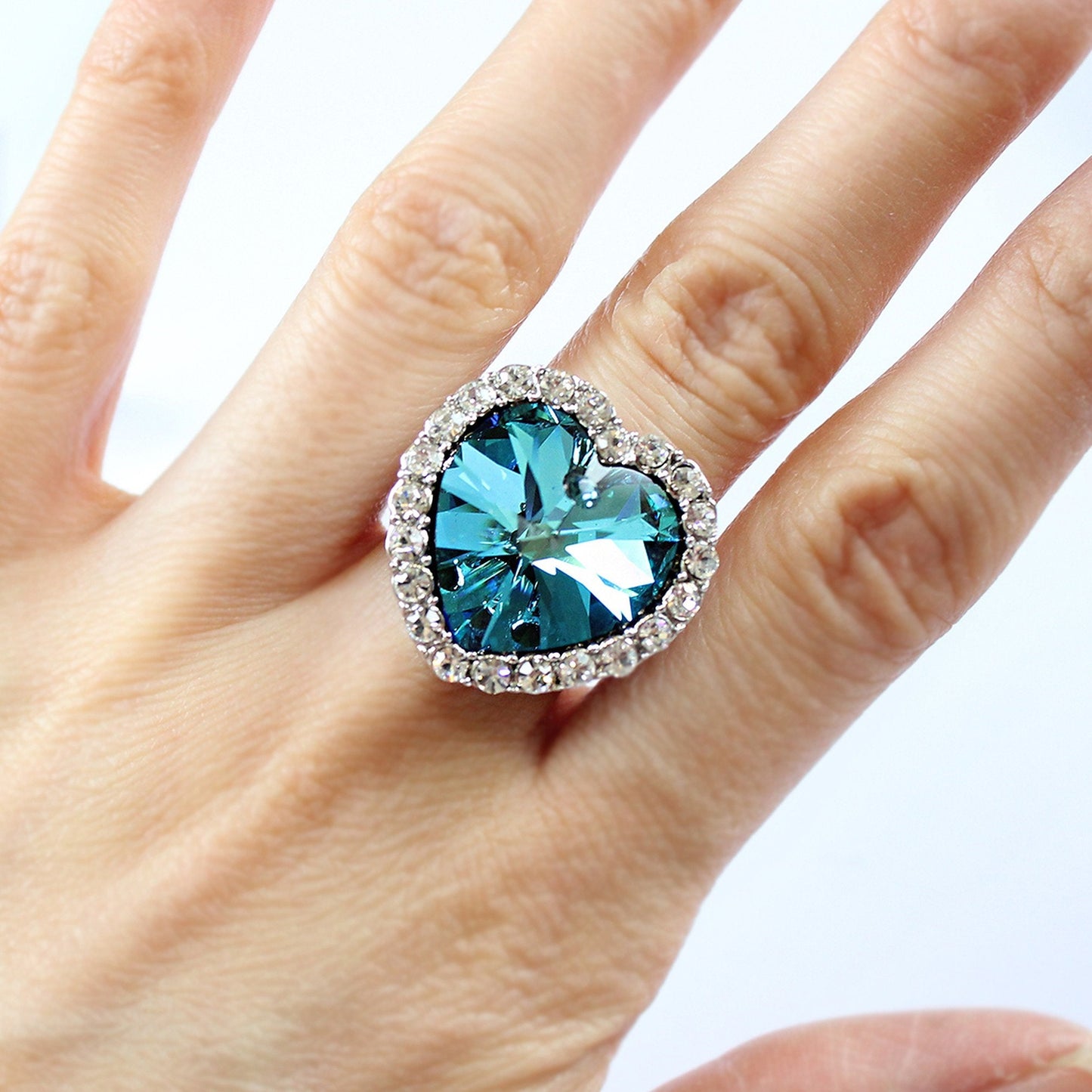 Bermuda Blue Ocean Heart Statement Ring