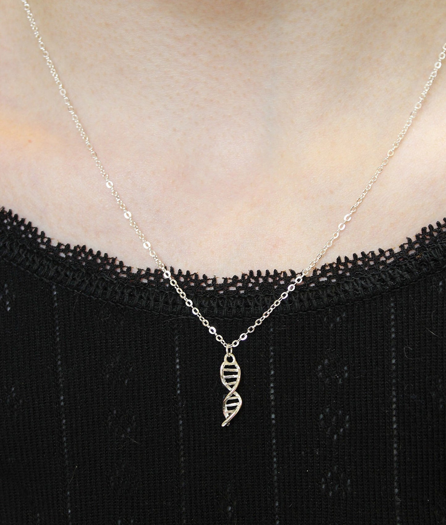 925 Sterling Silver DNA Molecule Necklace science genetics gift