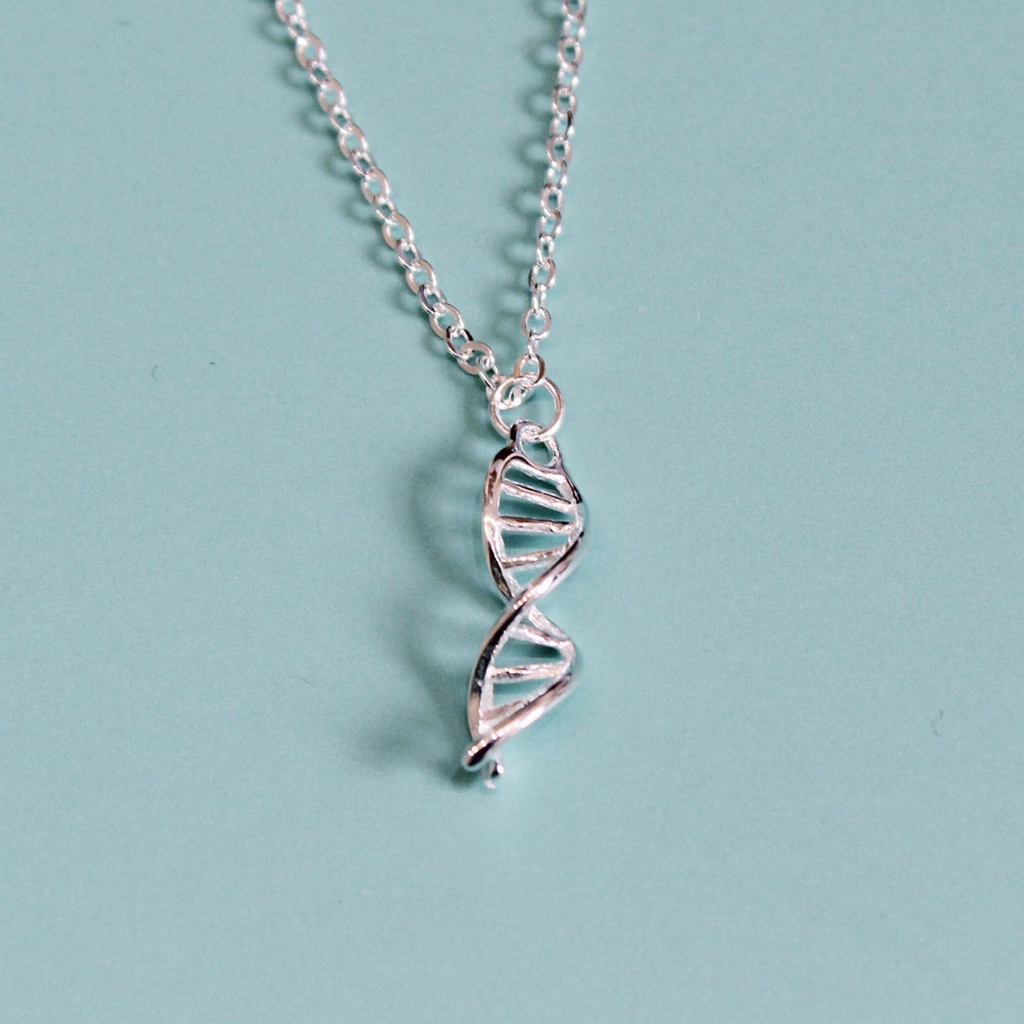 925 Sterling Silver DNA Molecule Necklace science genetics gift