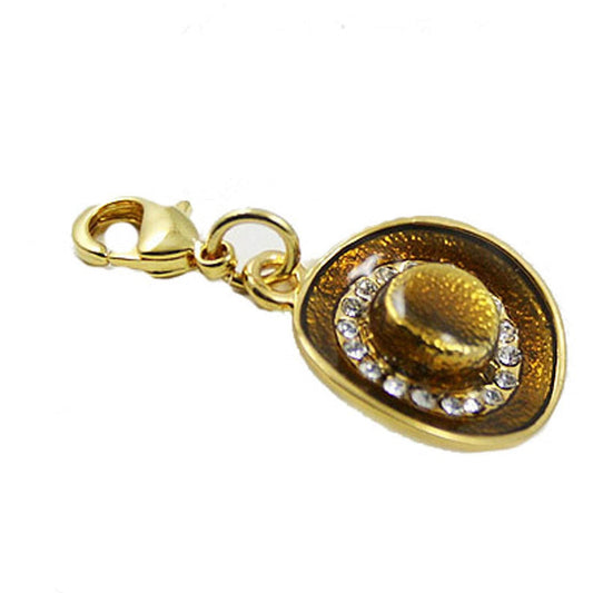 Gold Plated Cowboy Hat Clip-On Charm