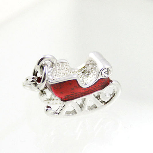 Red and Silver Sleigh Clip-On Charm