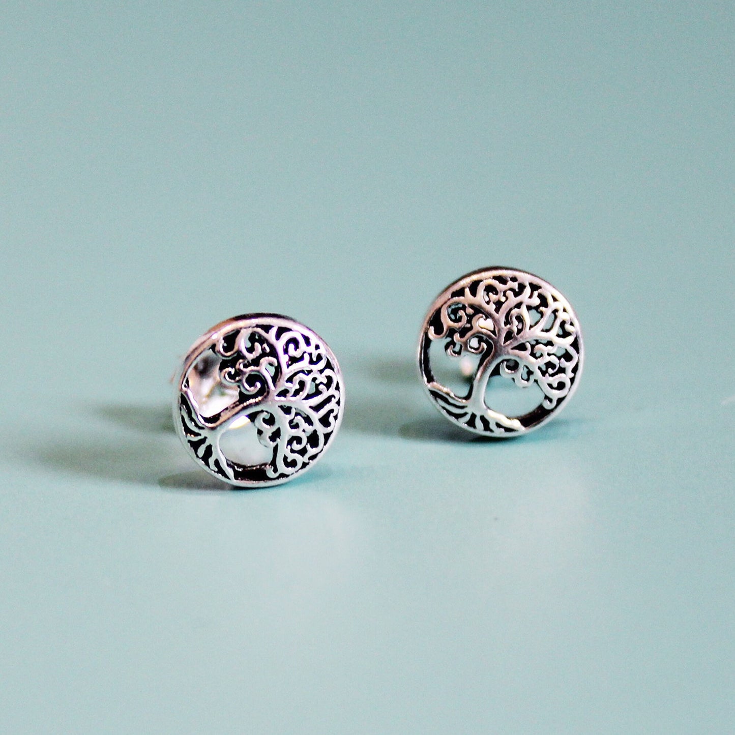 Sterling Silver Tree of Life Stud Earrings