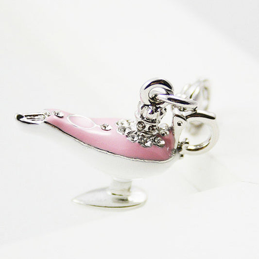 Pink and White Aladdin's Magical Lamp Clip-On Bracelet Charm