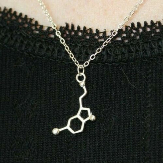 Sterling Silver Dopamine Molecule Necklace Science jewellery