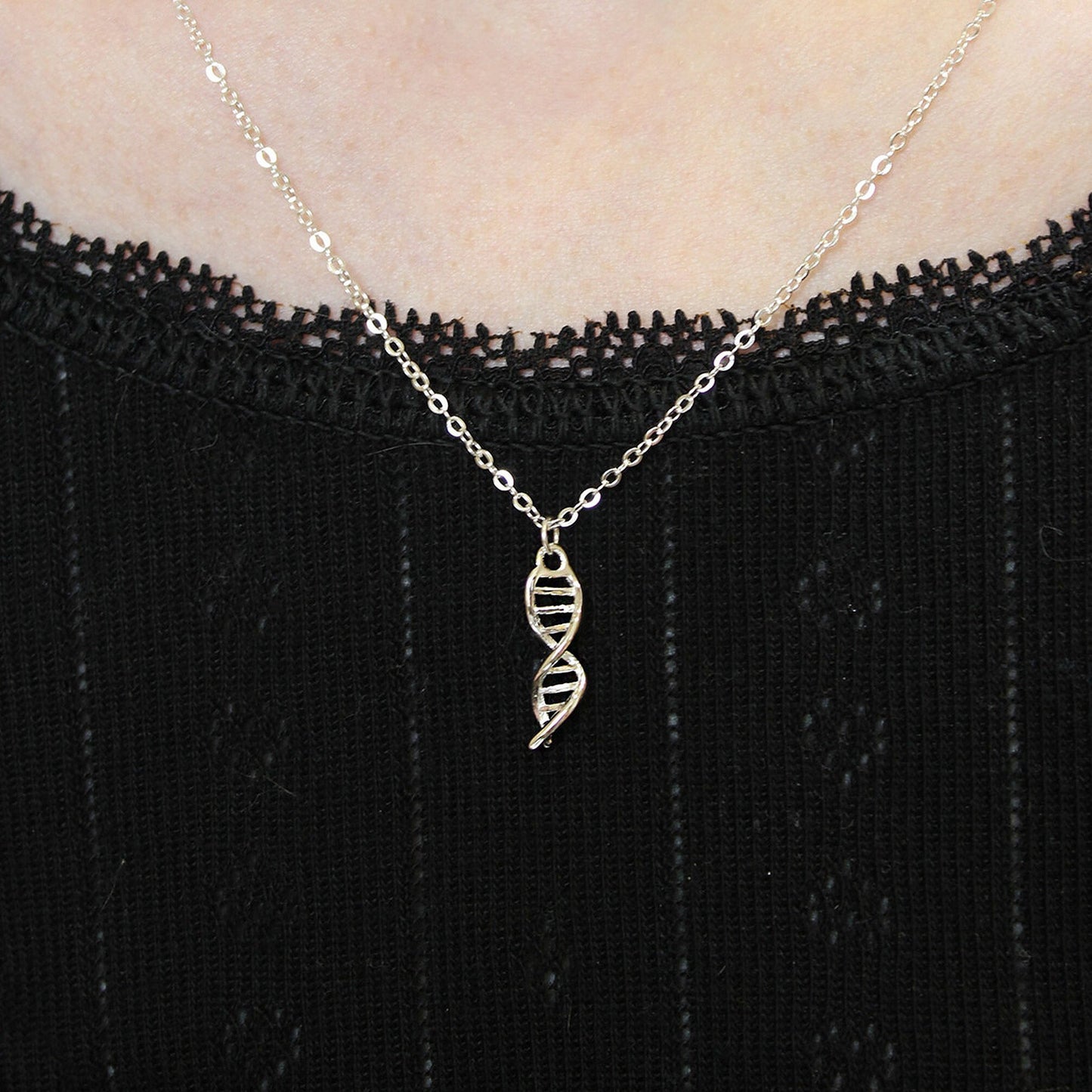 925 Sterling Silver DNA Molecule Necklace science genetics gift