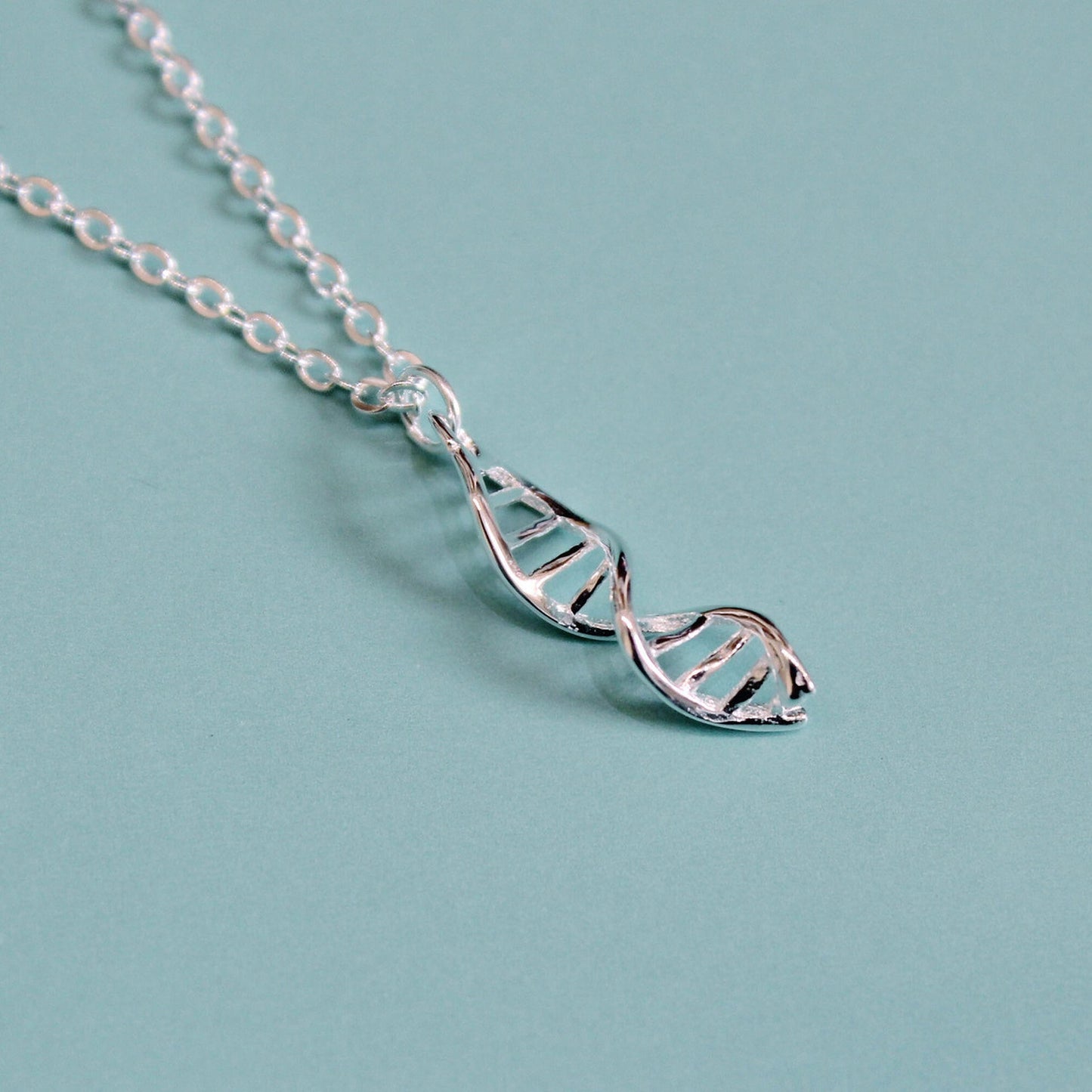 925 Sterling Silver DNA Molecule Necklace science genetics gift