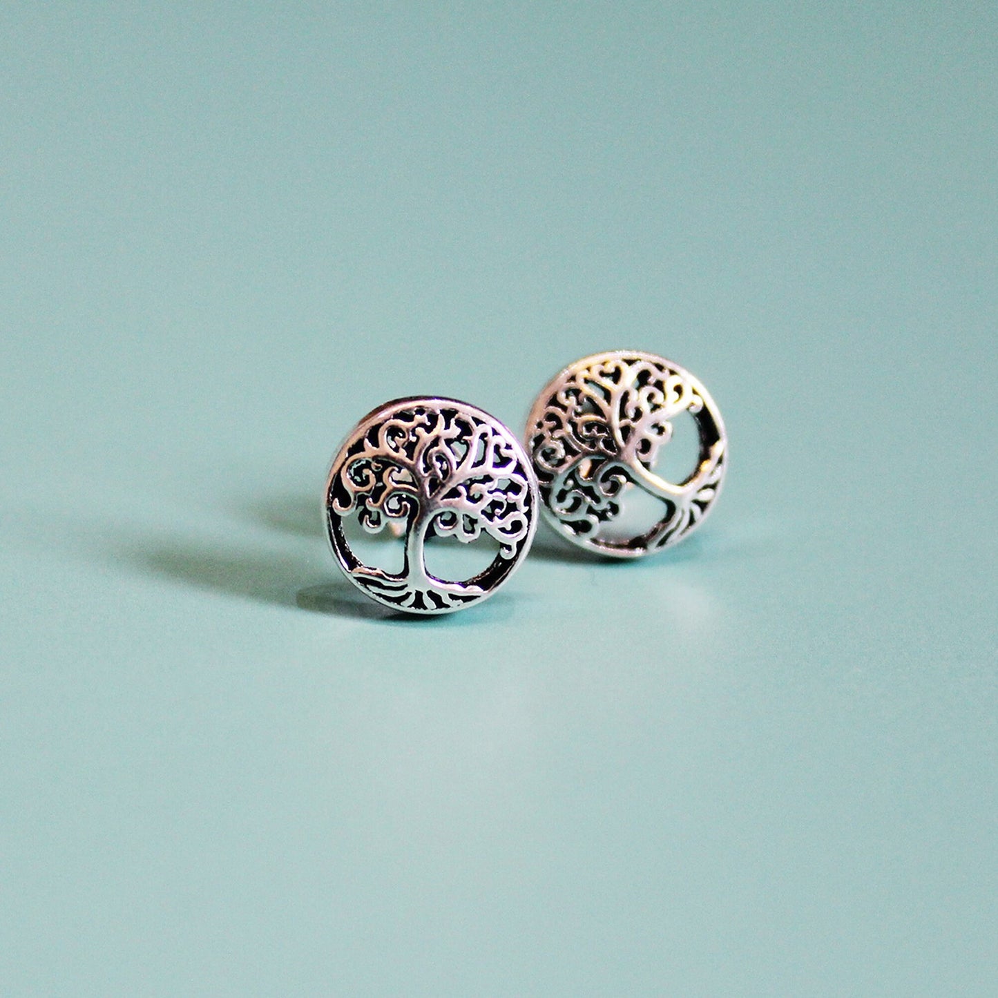 Sterling Silver Tree of Life Stud Earrings