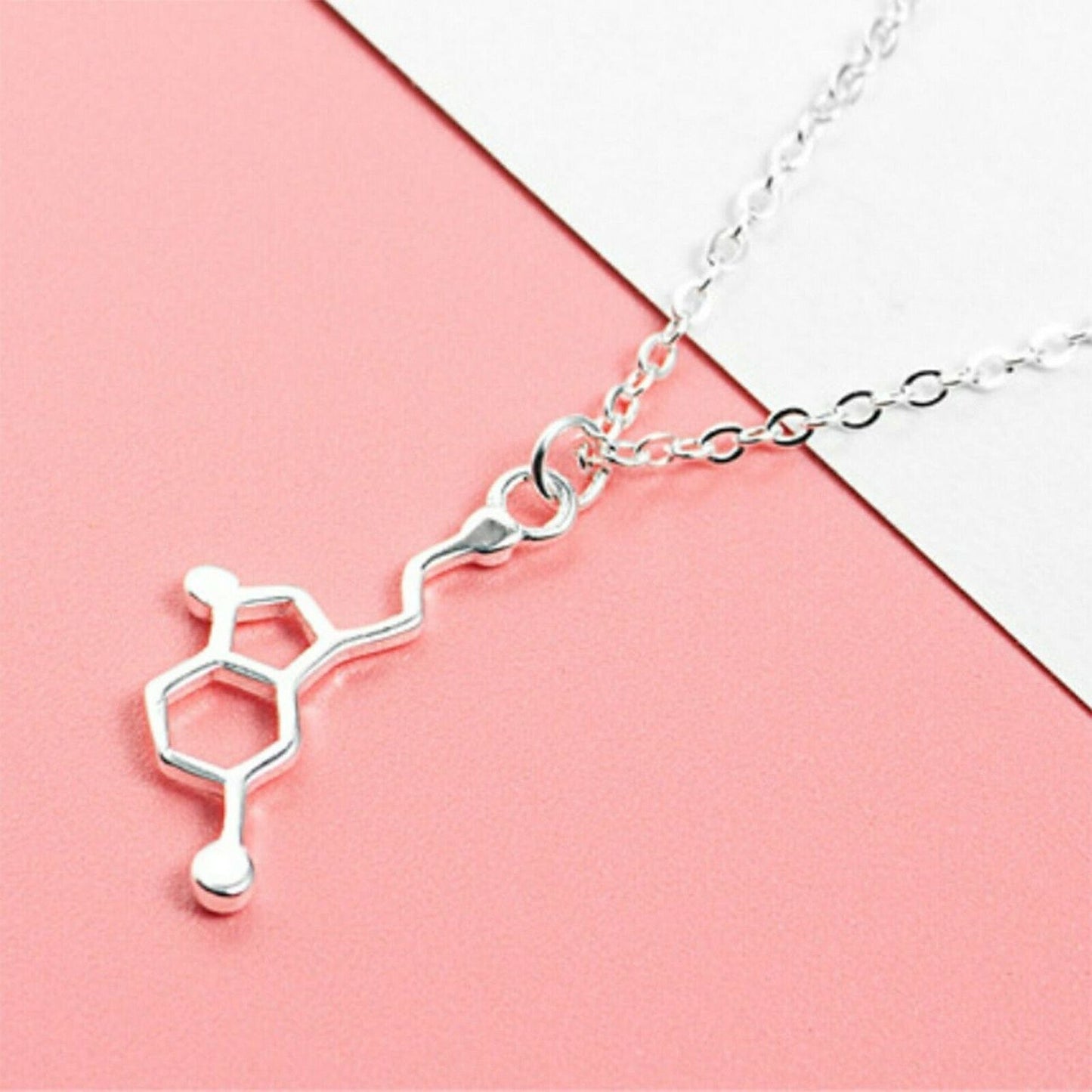 Sterling Silver Dopamine Molecule Necklace Science jewellery