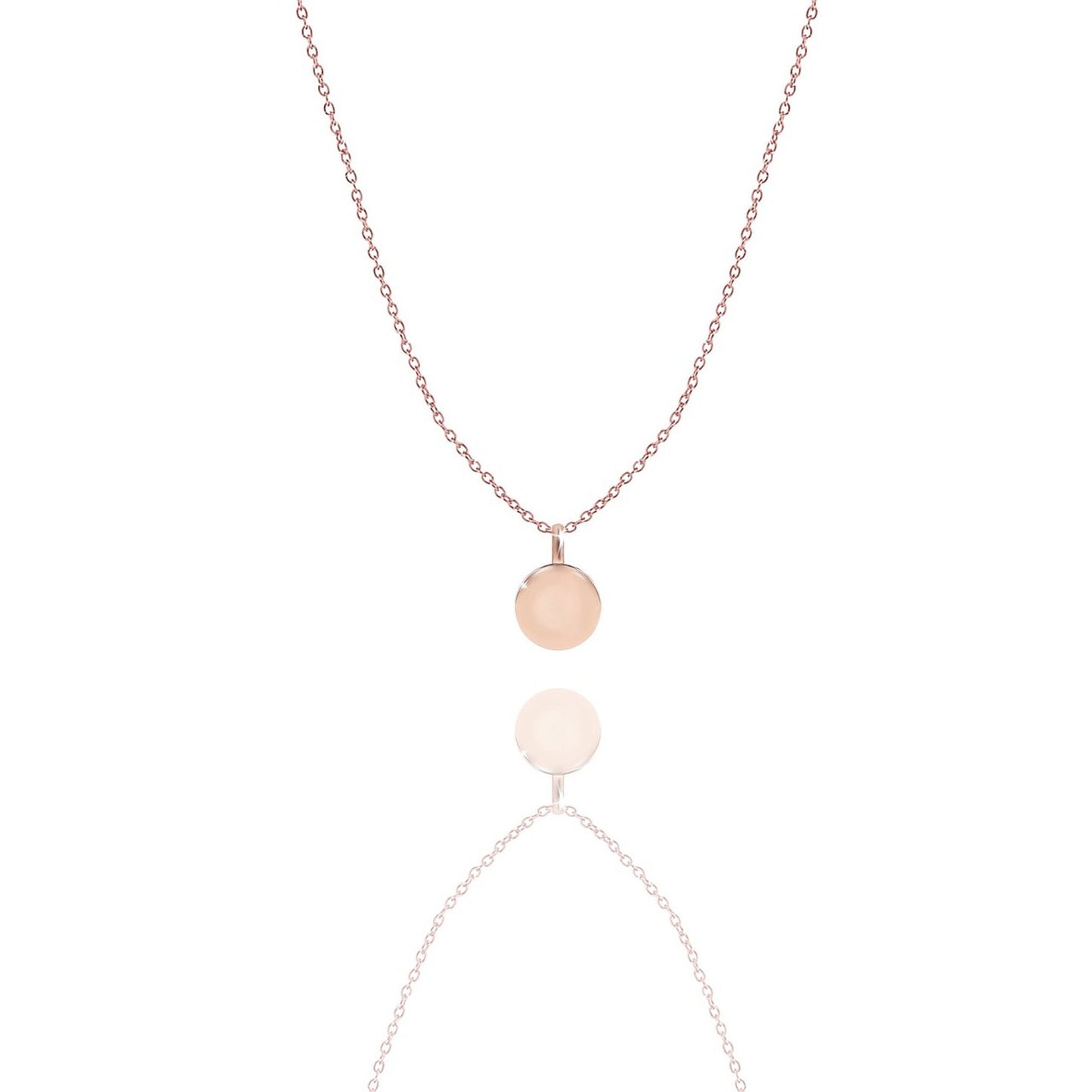 Sterling Silver or Rose Gold Plated Round Small Pebble Necklace Polished