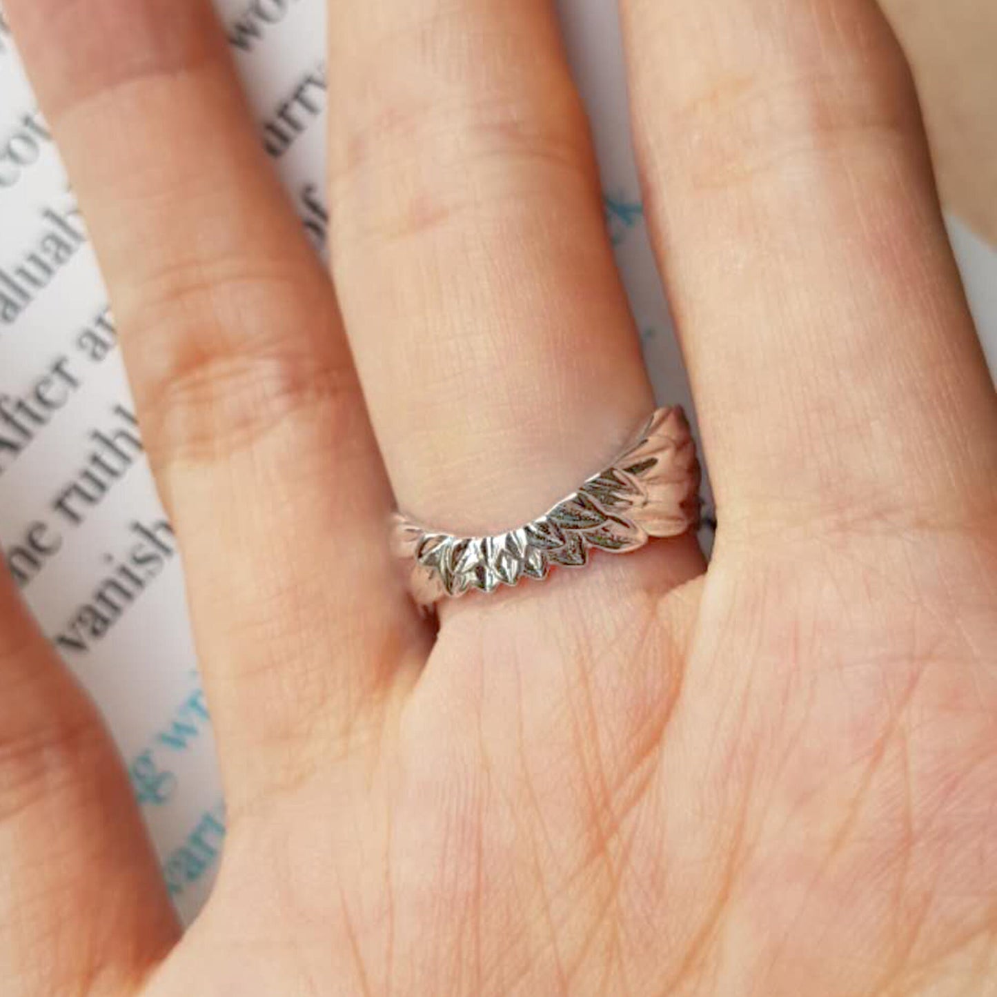 925 Sterling Silver Guardian Angel Wing Ring hug support Protection Wrap up Feather Silver Ring Band guardian angel wing studs earrings