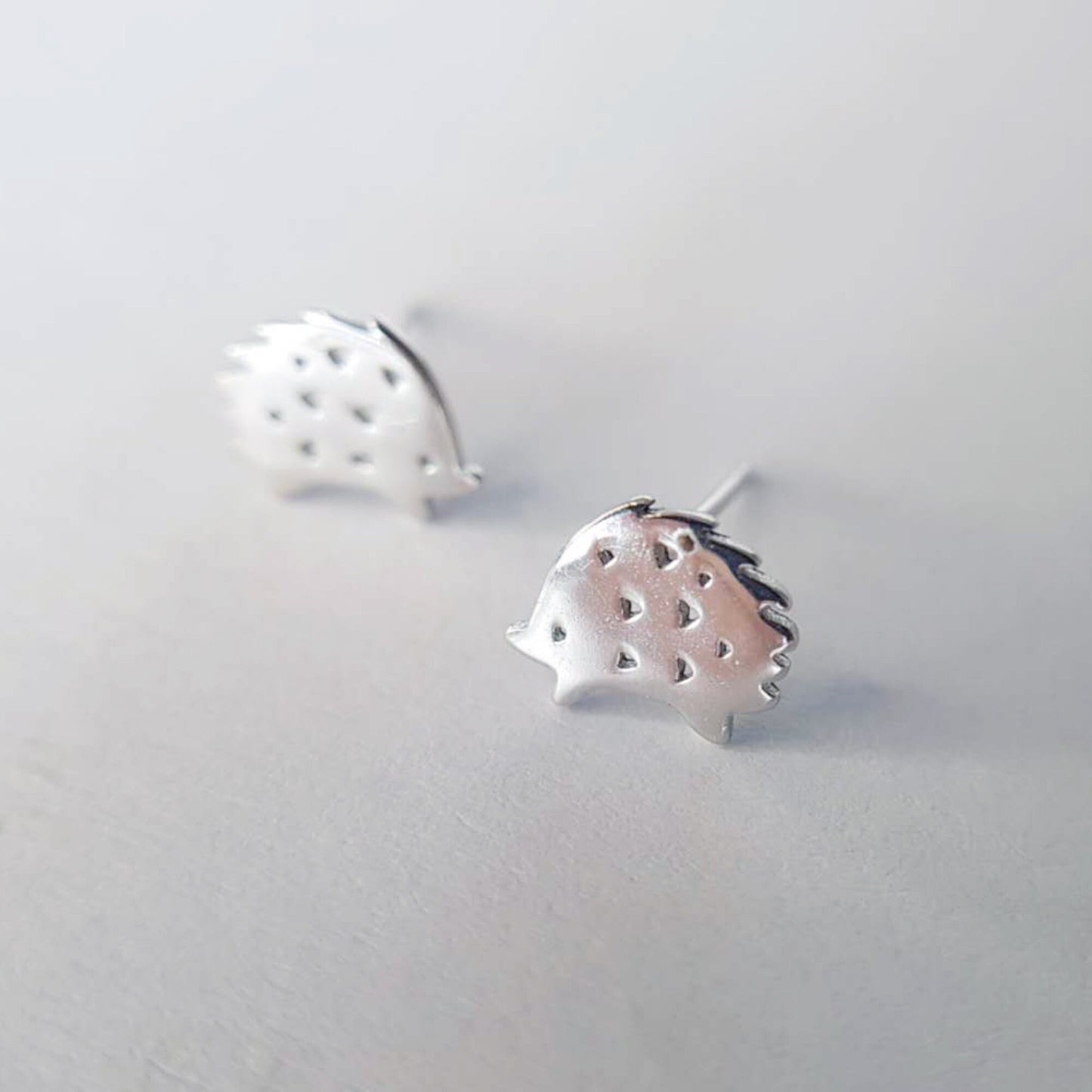 Sterling Silver Hedgehog Studs Earrings Woodland Animal jewellery Rose Gold plated