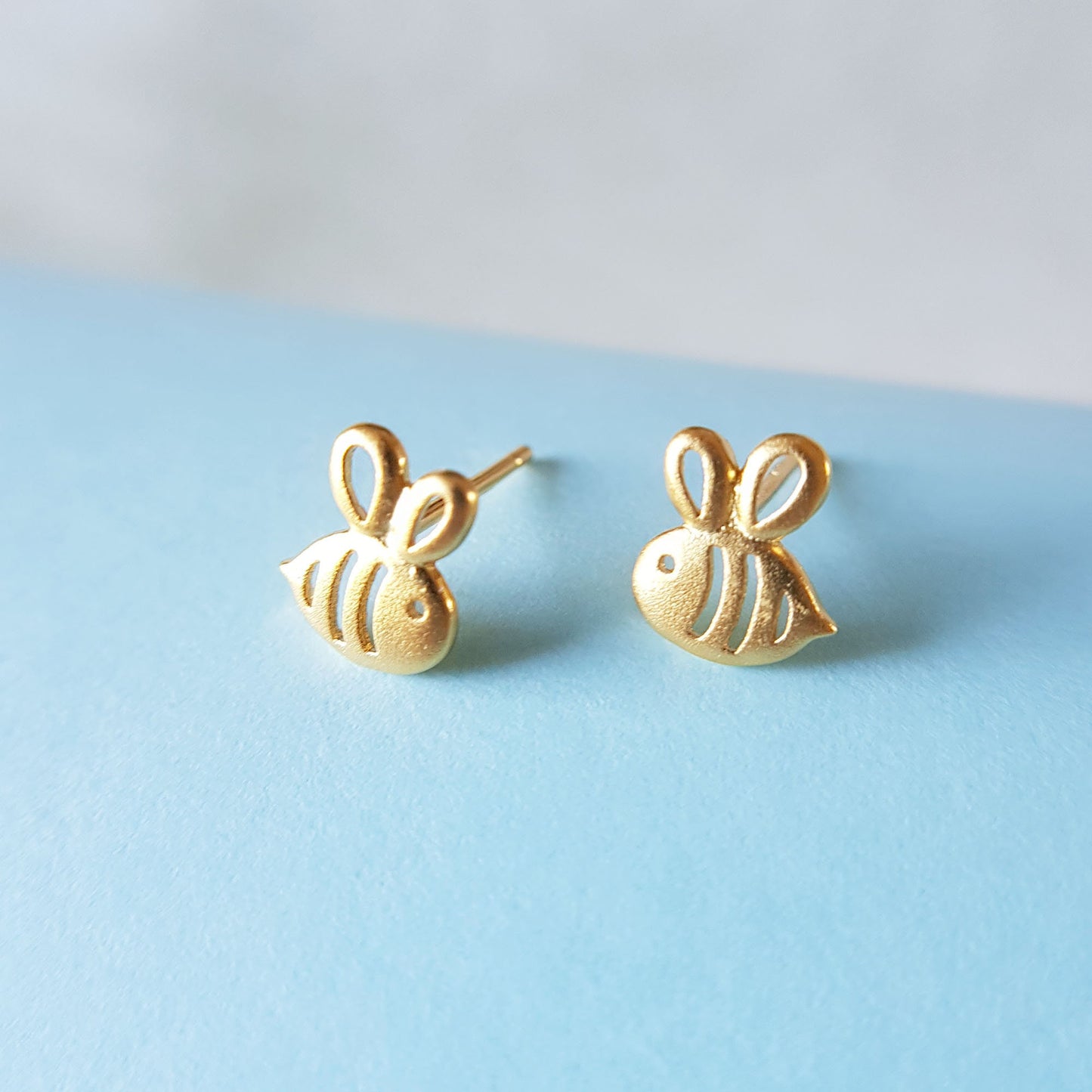 18k Gold Plated or Sterling Silver Cut Out Honeybee Bumble Bee Necklace Bee Studs Bee earrings Honeybee earrings jewellery set