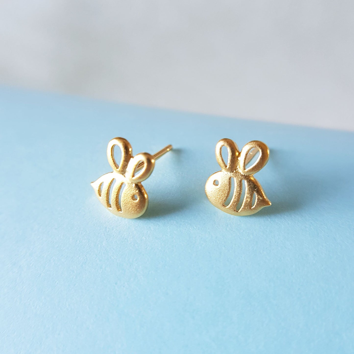 Sterling Silver Gold plated vermeil honeybee Bumblebee Bee Silver Stud Earrings Bee lovers