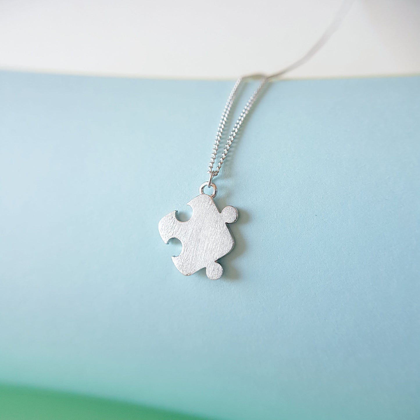 Sterling Silver Jigsaw Puzzle Piece Stud Earrings (2 slots) Sterling Silver Jigsaw Puzzle Piece Necklace Pendant