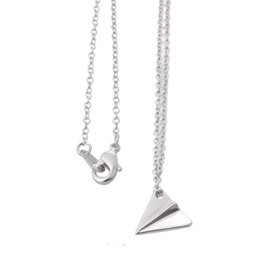 Silver Plated Or Gold Plated Geometric Origami Plane Aircraft Necklace Pendant