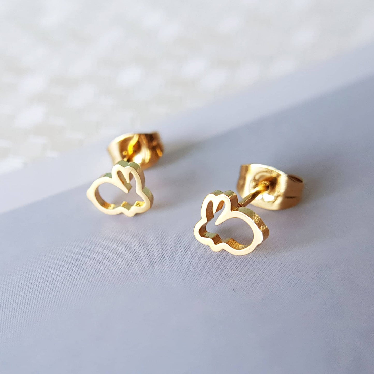 Easter Rabbit Bunny Silver plated or Gold plated Mini Stud Earrings Easter 8mm Easter Jewellery Gift Bunny