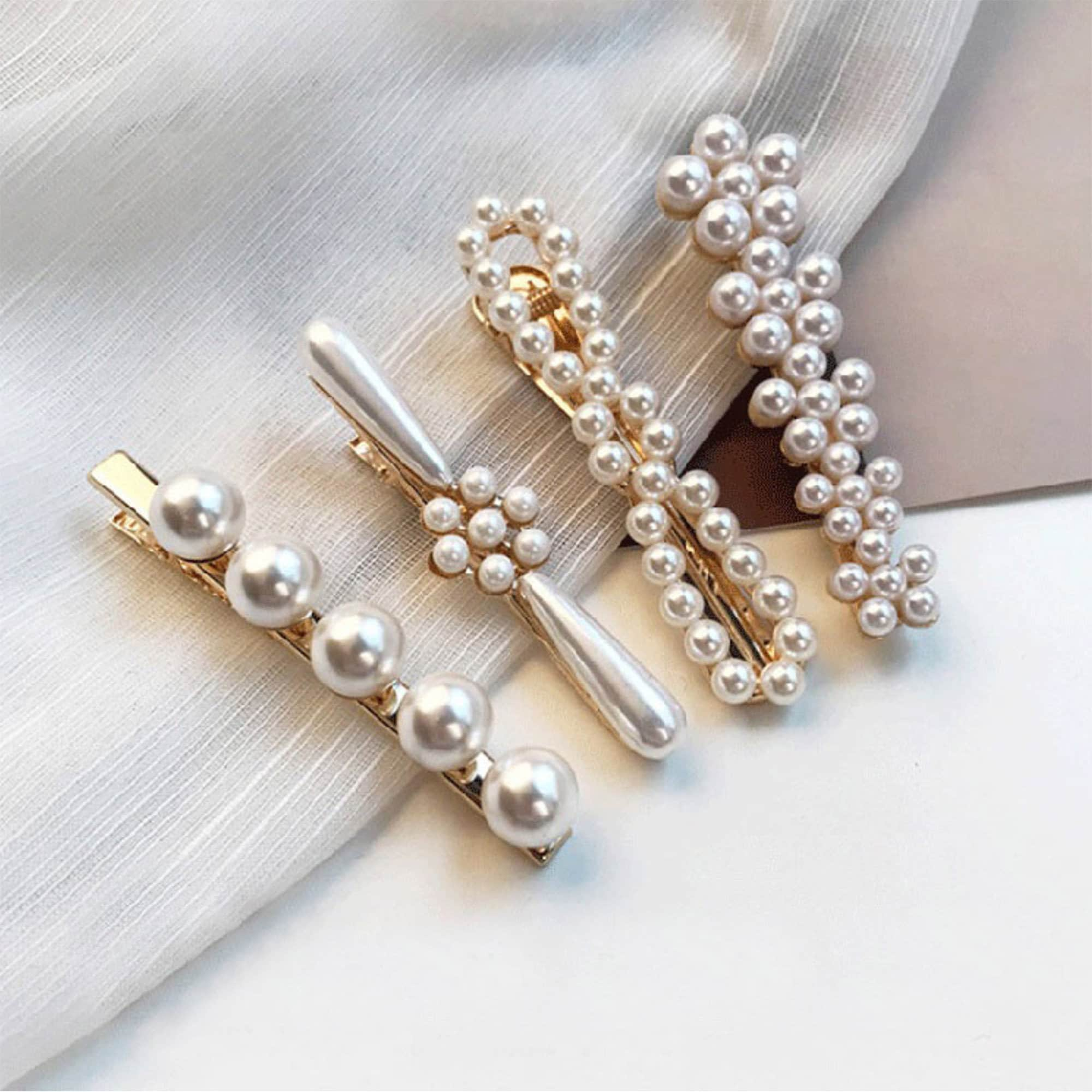 bridal wedding hair clip wedding pearl crocodile hair clip flower vint ...