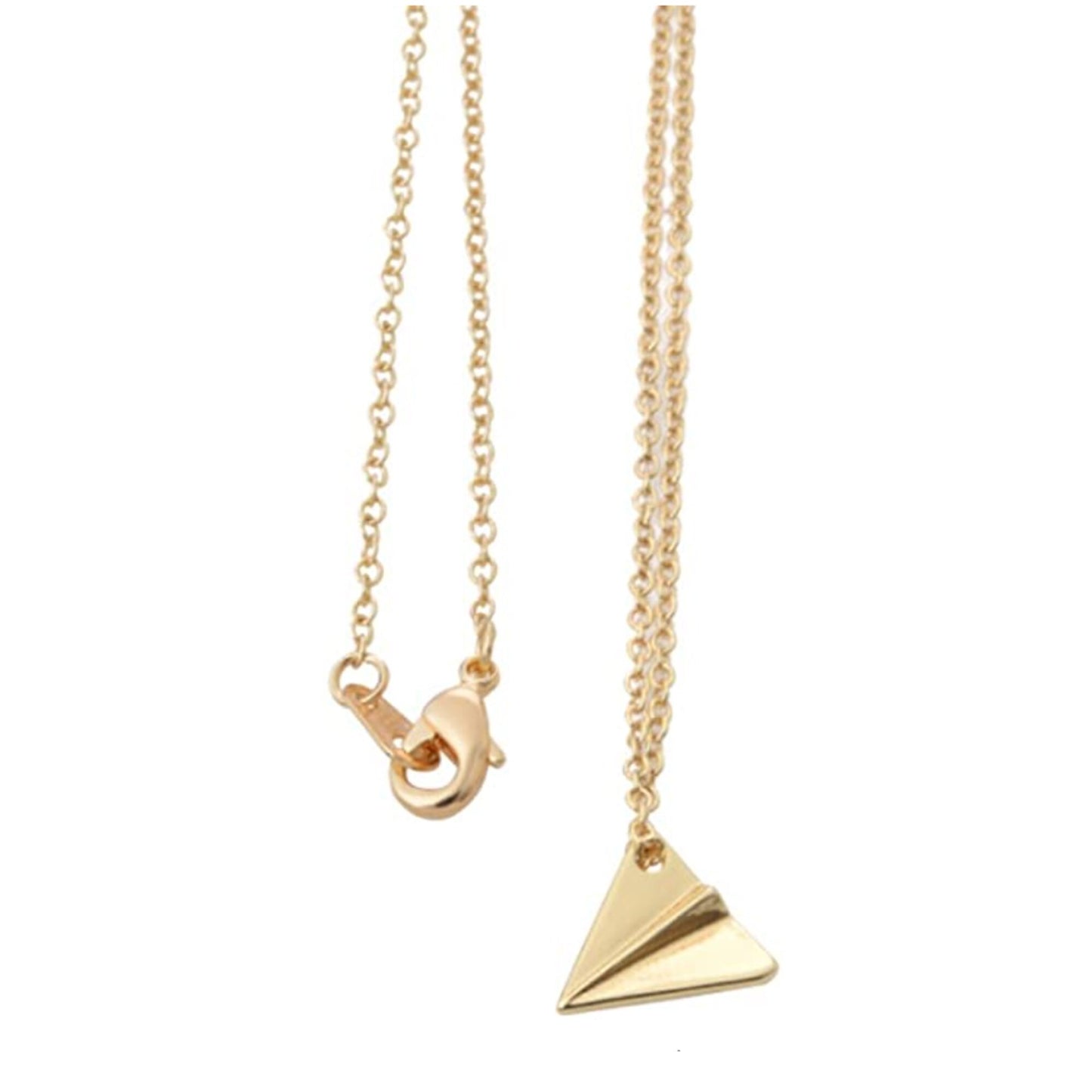 Silver Plated Or Gold Plated Geometric Origami Plane Aircraft Necklace Pendant