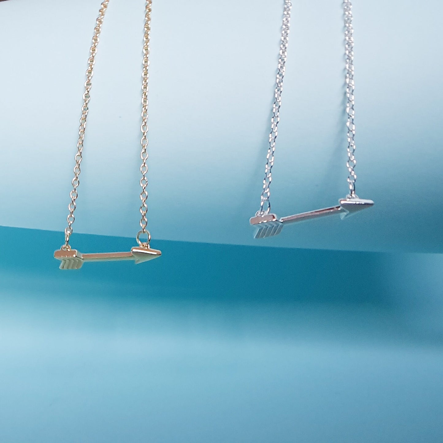 Silver or Gold Plated Cupid Arrow Necklace Pendant Arrow Studs Earrings