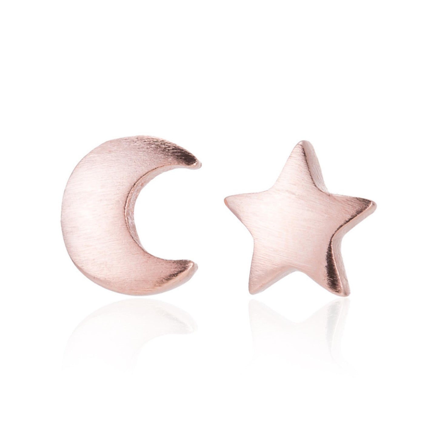 Silver or gold plated moon and star studs earrings crescent moon and star earrings