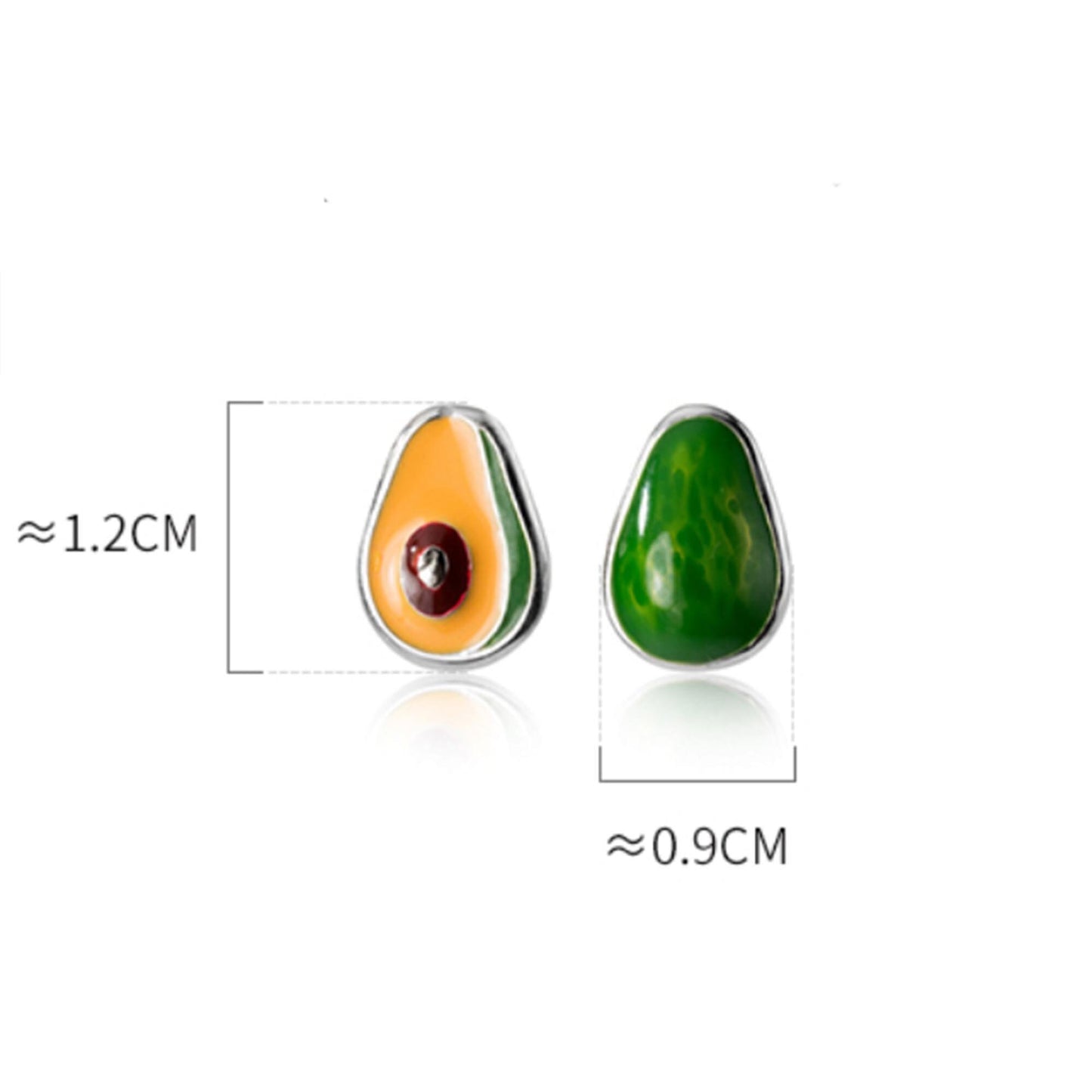 925 Sterling silver avocado fruit enamel studs earrings jewellery exotic fruit earrings